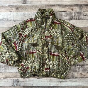 Vintage Stunt Sports Womens Size Petite Medium Silk Jacket Green Windbreaker